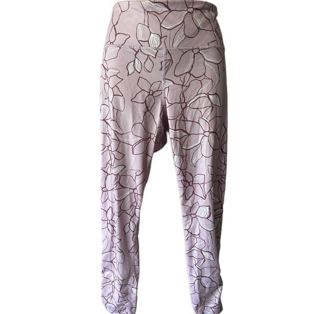 JoyLab Floral Print Workout Leggings - Light Pink and White